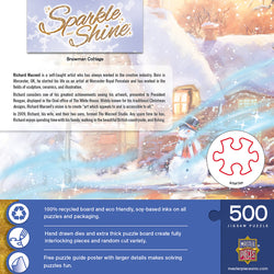 Puzzle Masterpieces:  500 Piece Glitter Holiday - Snowman Cottage