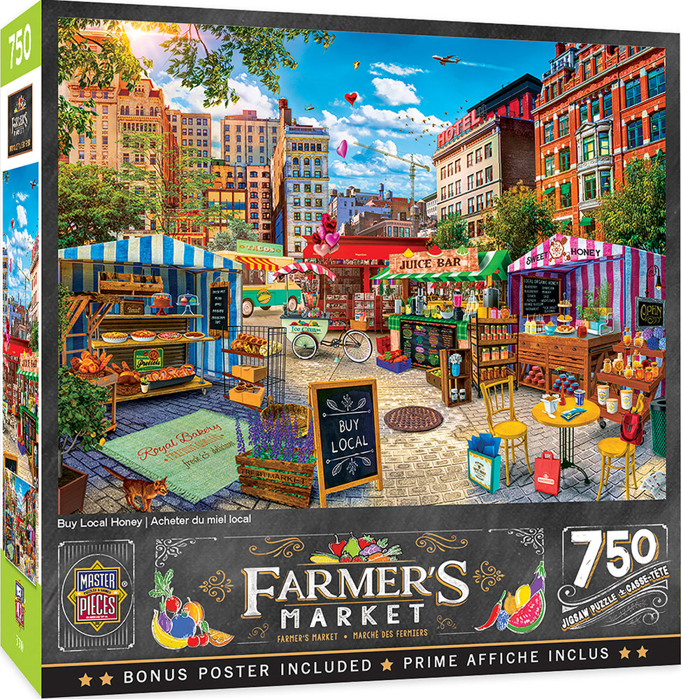 Puzzle Masterpieces:  750 Piece Farmer's Market - Buy Local Honey