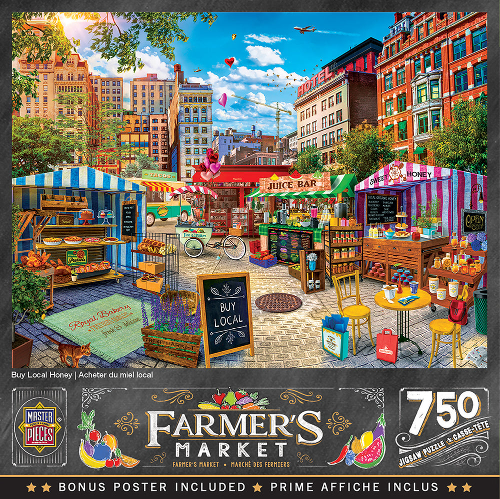 Puzzle Masterpieces:  750 Piece Farmer's Market - Buy Local Honey