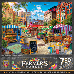 Puzzle Masterpieces:  750 Piece Farmer's Market - Buy Local Honey