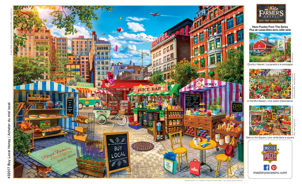 Puzzle Masterpieces:  750 Piece Farmer's Market - Buy Local Honey