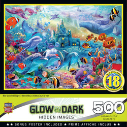 Puzzle Masterpieces:  500 Piece Hidden Images Glow In The Dark - Sea Castle Delight