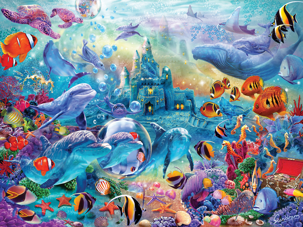 Puzzle Masterpieces:  500 Piece Hidden Images Glow In The Dark - Sea Castle Delight