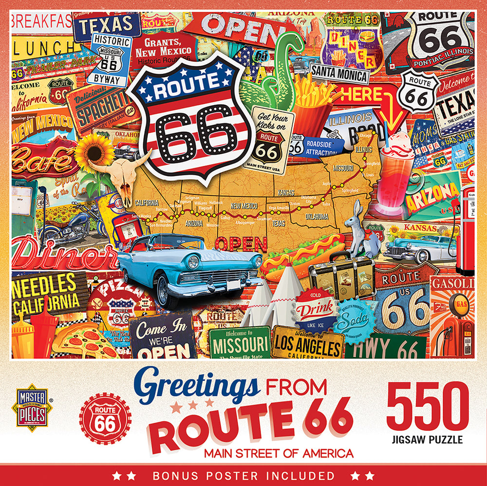Puzzle Masterpieces:  550 Piece Greetings From - Route 66