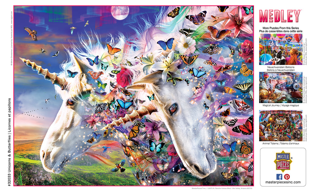 Puzzle Masterpieces:  300 piece EzGrip Medley - Unicorns & Butterflies