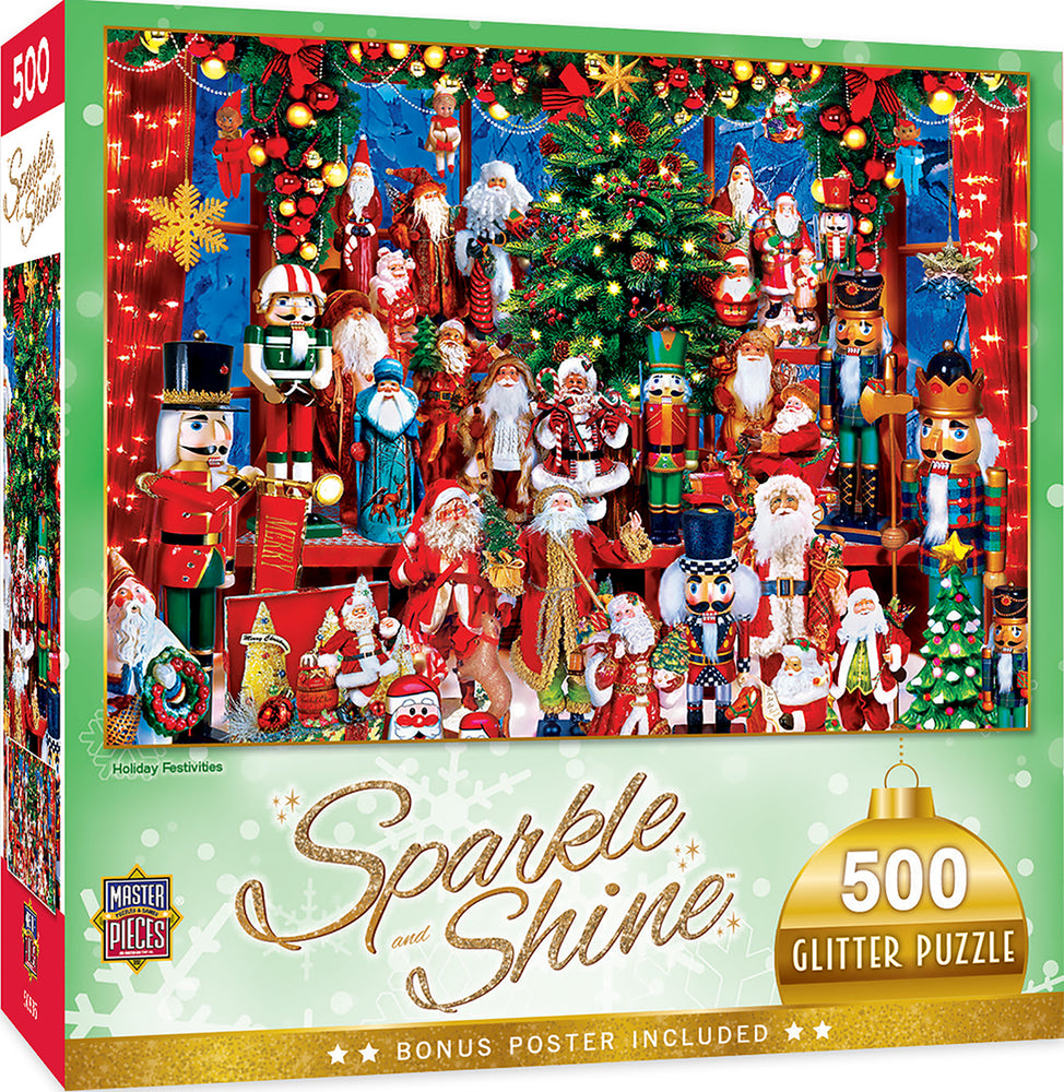 Puzzle Masterpieces:  500 Piece Glitter Holiday - Holiday Festivities
