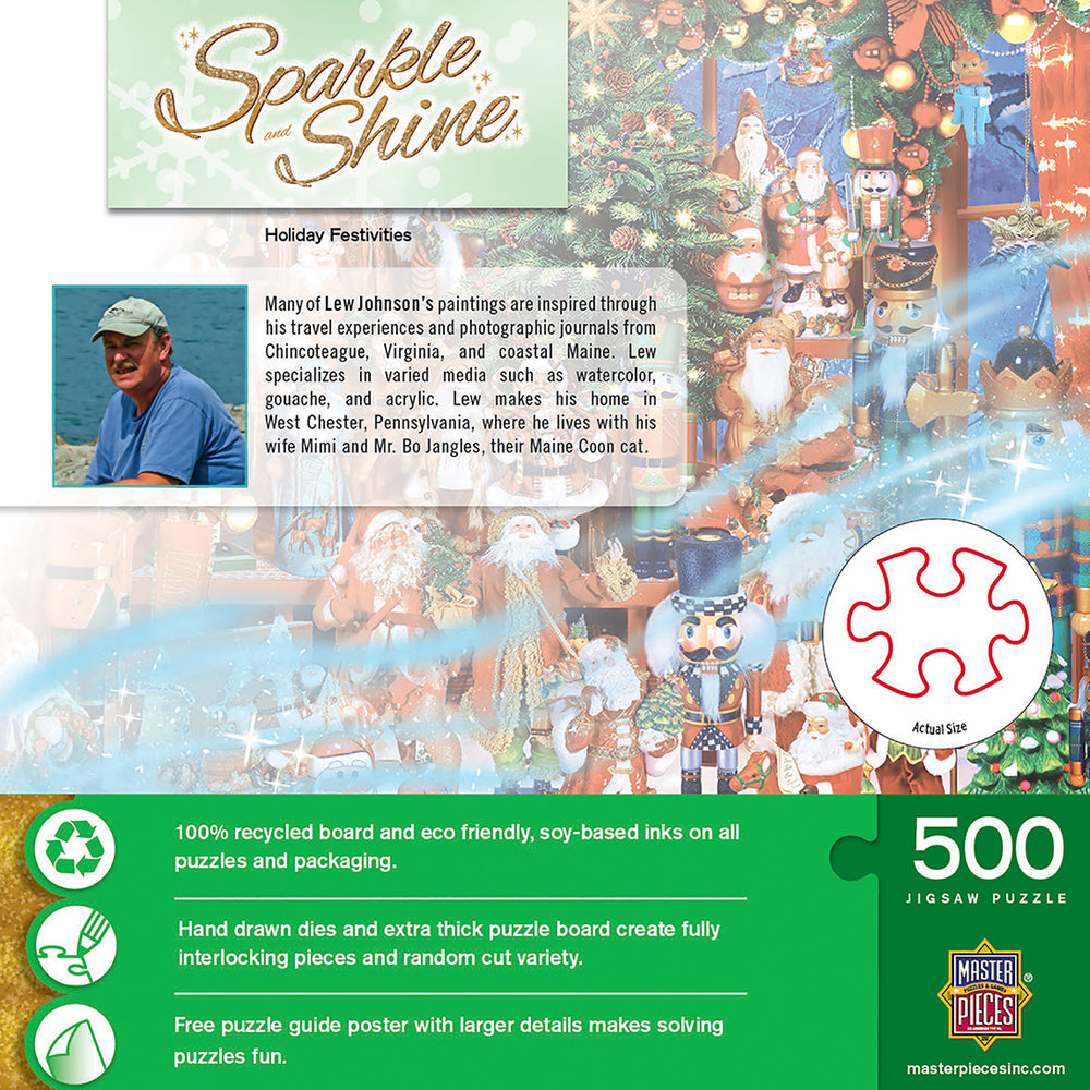 Puzzle Masterpieces:  500 Piece Glitter Holiday - Holiday Festivities