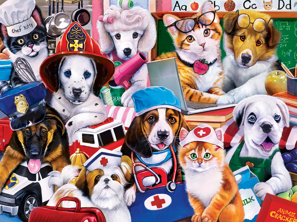 Puzzle Masterpieces:  300 piece EzGrip Playful Paws - Essential Workers