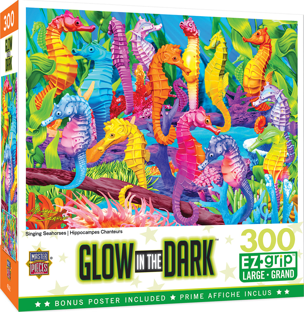Puzzle Masterpieces:  300 piece EzGrip Glow in the Dark - Singing Seahorses