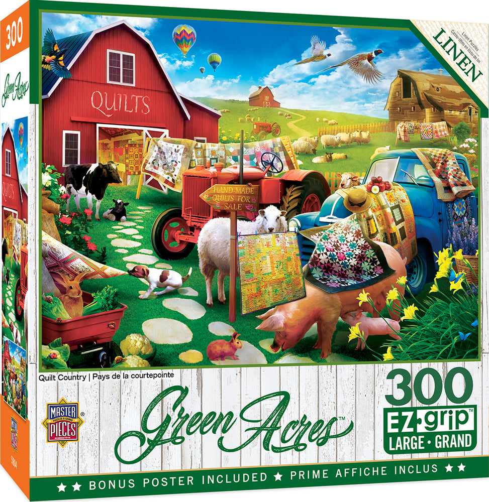 Puzzle Masterpieces:  300 piece EzGrip Green Acres - Quilt Country