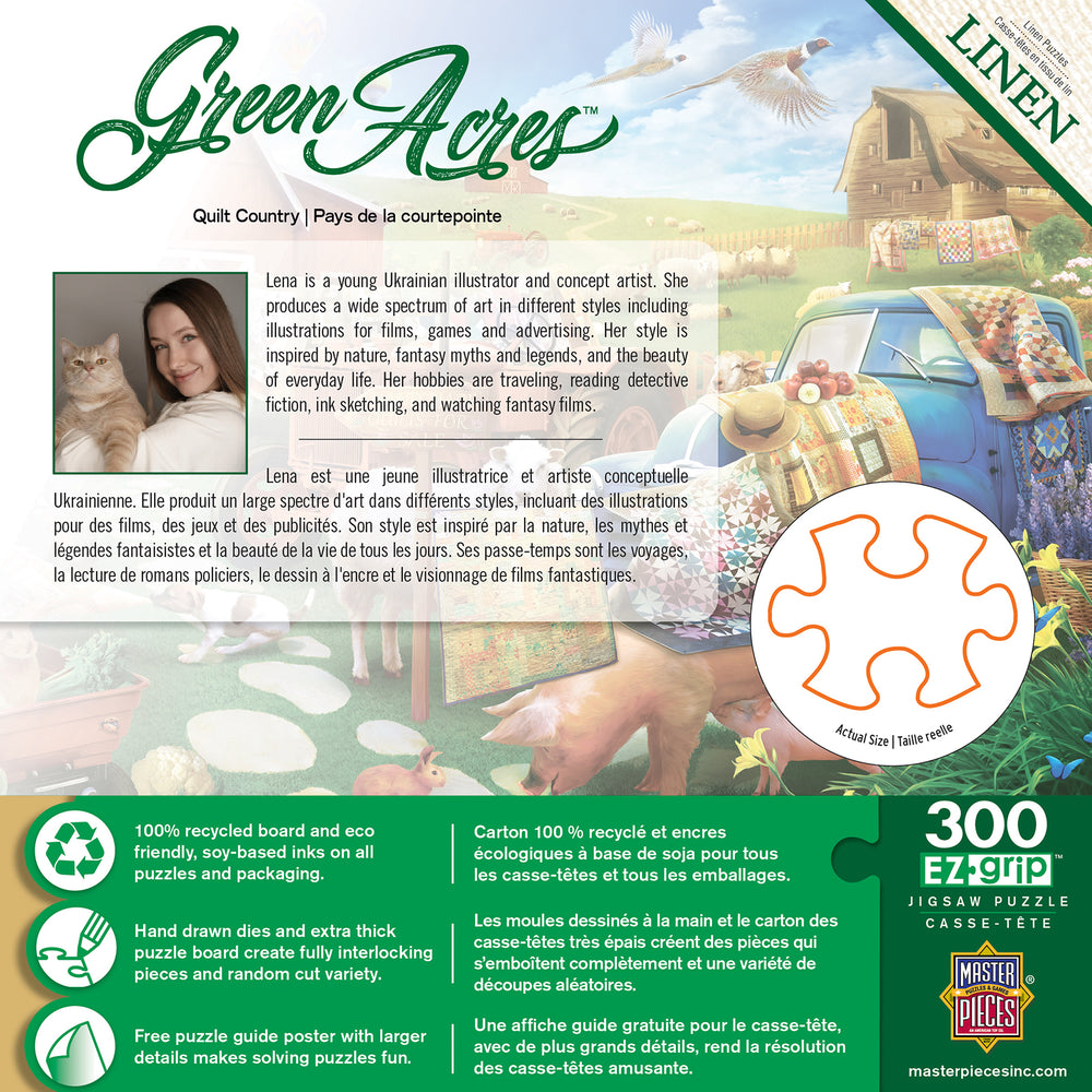 Puzzle Masterpieces:  300 piece EzGrip Green Acres - Quilt Country
