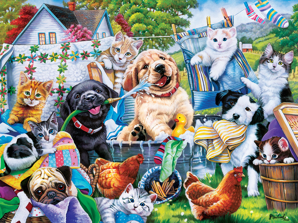 Puzzle Masterpieces:  300 piece EzGrip Playful Paws - Washing Time