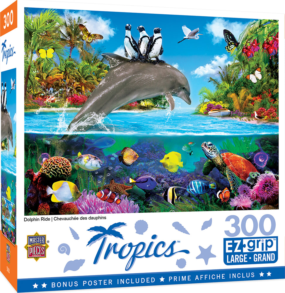 Puzzle Masterpieces:  300 piece EzGrip Tropics - Dolphin Ride