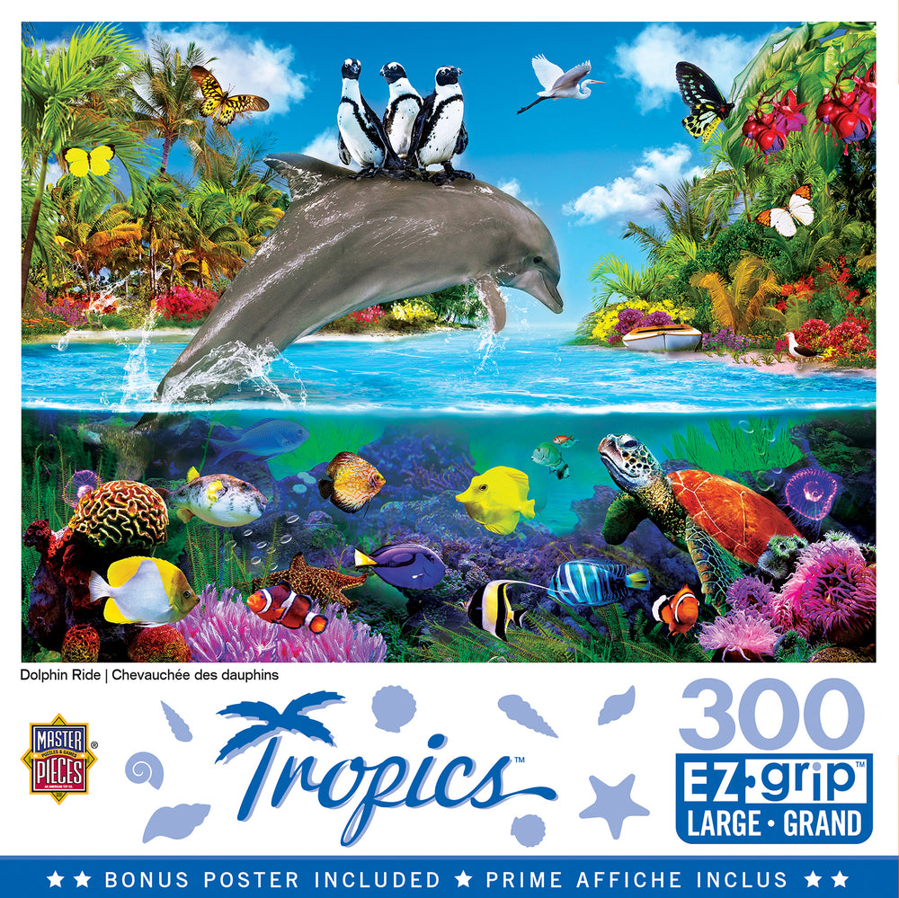 Puzzle Masterpieces:  300 piece EzGrip Tropics - Dolphin Ride