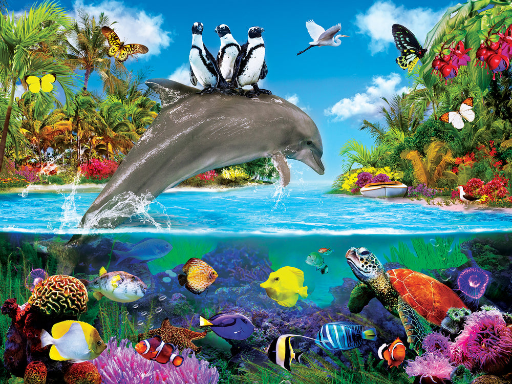 Puzzle Masterpieces:  300 piece EzGrip Tropics - Dolphin Ride