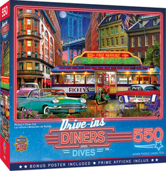 Puzzle Masterpieces:  550 Piece Drive-Ins, Diners and Dives - Rickey's Diner Car