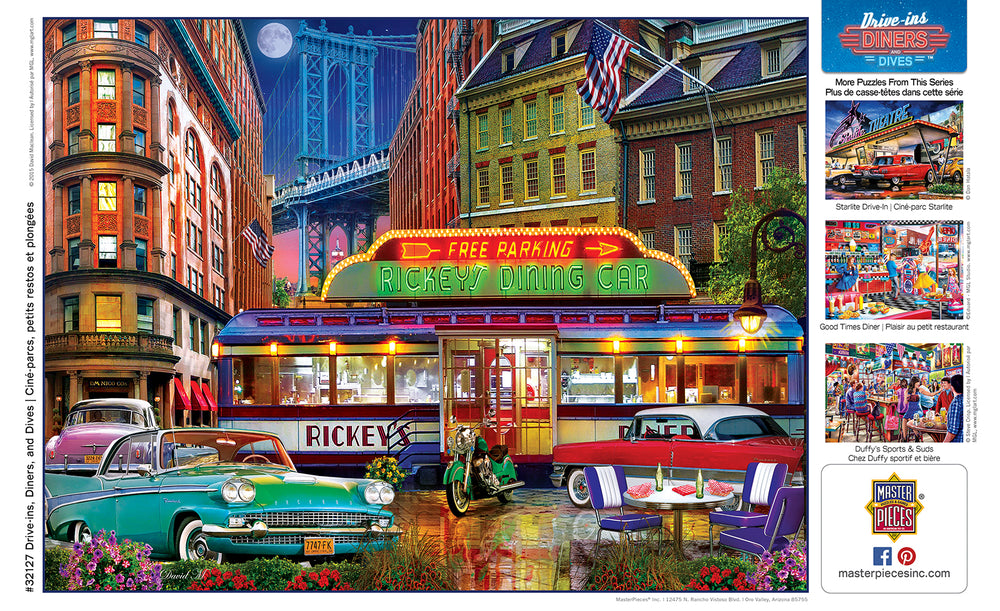 Puzzle Masterpieces:  550 Piece Drive-Ins, Diners and Dives - Rickey's Diner Car