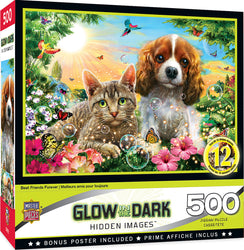 Puzzle Masterpieces:  500 Piece Hidden Images Glow In The Dark - Best Friends Forever