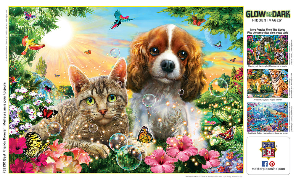 Puzzle Masterpieces:  500 Piece Hidden Images Glow In The Dark - Best Friends Forever