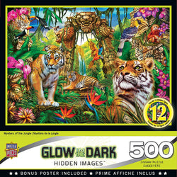 Puzzle Masterpieces:  500 Piece Hidden Images Glow In The Dark - Mystery of the Jungle