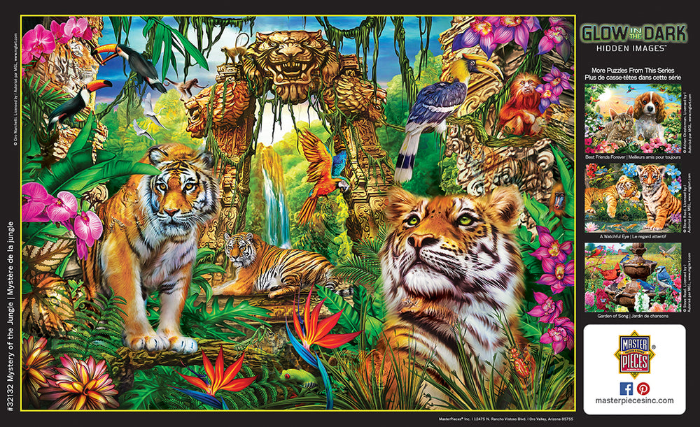 Puzzle Masterpieces:  500 Piece Hidden Images Glow In The Dark - Mystery of the Jungle
