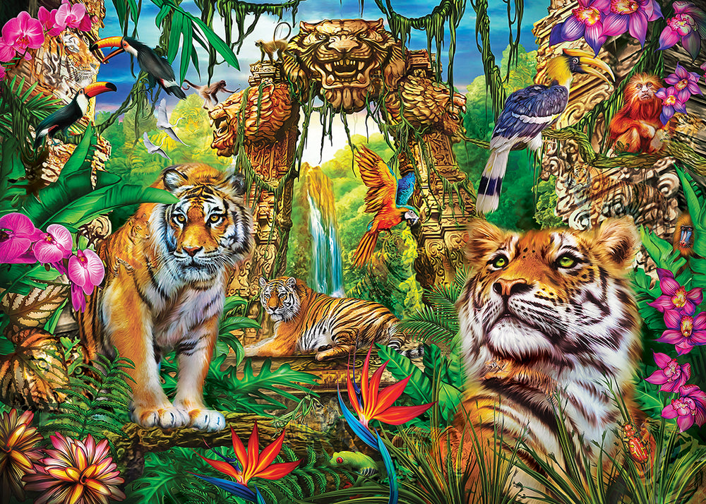 Puzzle Masterpieces:  500 Piece Hidden Images Glow In The Dark - Mystery of the Jungle
