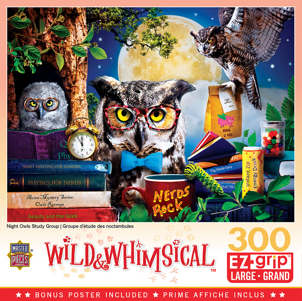 Puzzle Masterpieces:  300 piece EzGrip Wild & Whimsical - Night Owls Study Group