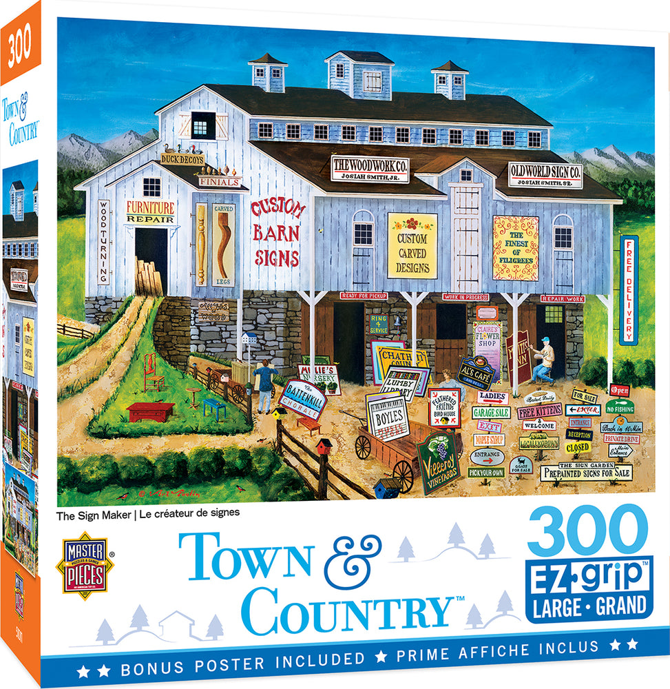 Puzzle Masterpieces:  300 piece EzGrip Town & Country - The Sign Maker