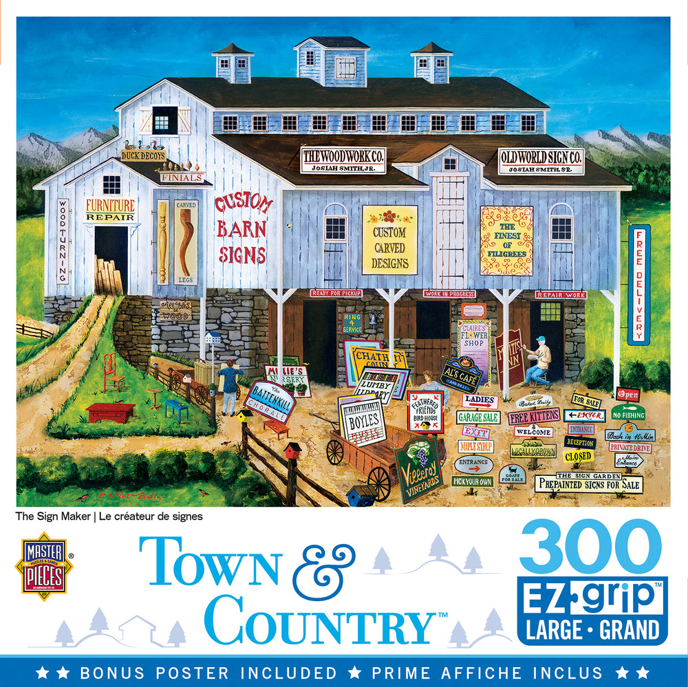 Puzzle Masterpieces:  300 piece EzGrip Town & Country - The Sign Maker