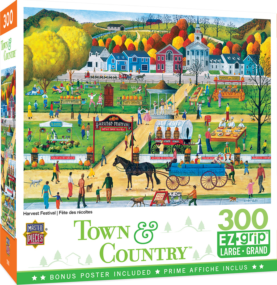 Puzzle Masterpieces:  300 piece EzGrip Town & Country - Harvest Festival