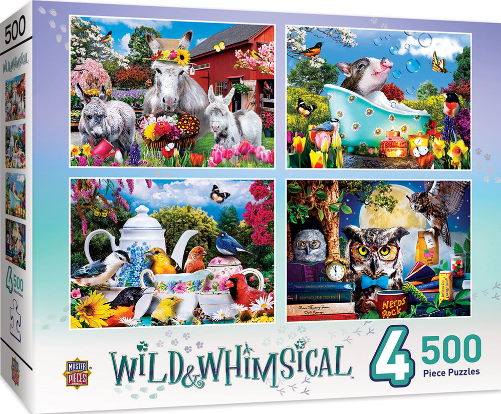 Puzzle Masterpieces:  500 Piece 4-Pack Wild & Whimsical