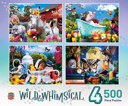 Puzzle Masterpieces:  500 Piece 4-Pack Wild & Whimsical
