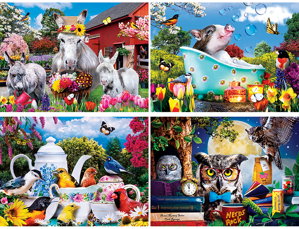 Puzzle Masterpieces:  500 Piece 4-Pack Wild & Whimsical