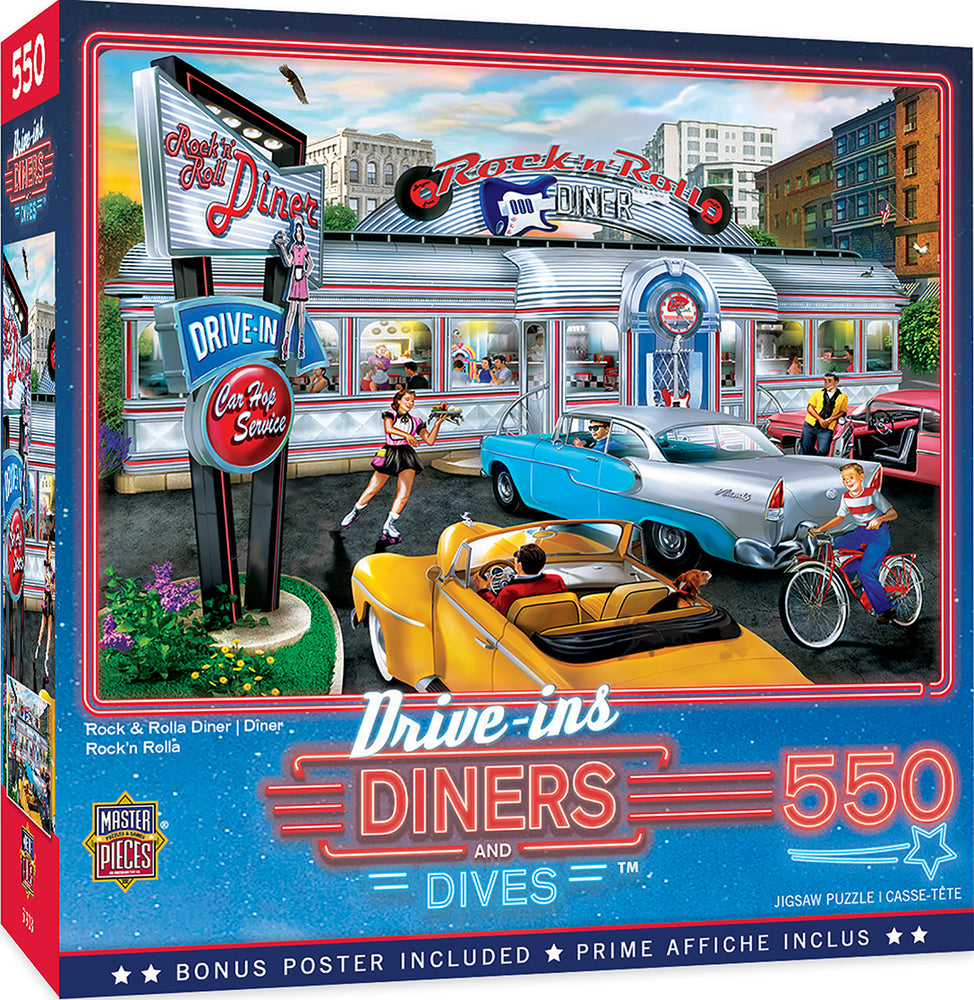 Puzzle Masterpieces:  550 Piece Drive-Ins, Diners and Dives - Rock & Rolla Diner