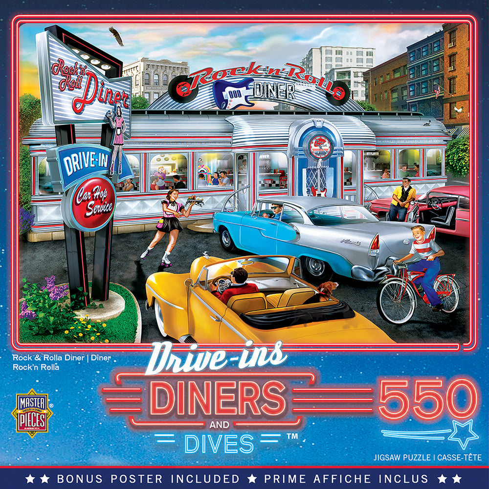 Puzzle Masterpieces:  550 Piece Drive-Ins, Diners and Dives - Rock & Rolla Diner