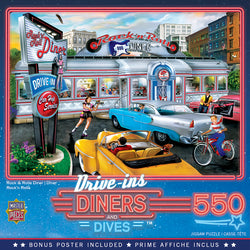 Puzzle Masterpieces:  550 Piece Drive-Ins, Diners and Dives - Rock & Rolla Diner