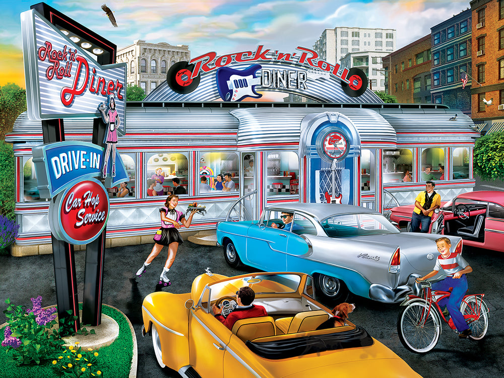 Puzzle Masterpieces:  550 Piece Drive-Ins, Diners and Dives - Rock & Rolla Diner