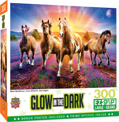 Puzzle Masterpieces:  300 piece EzGrip Glow in the Dark - Wild Stallions