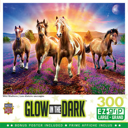 Puzzle Masterpieces:  300 piece EzGrip Glow in the Dark - Wild Stallions