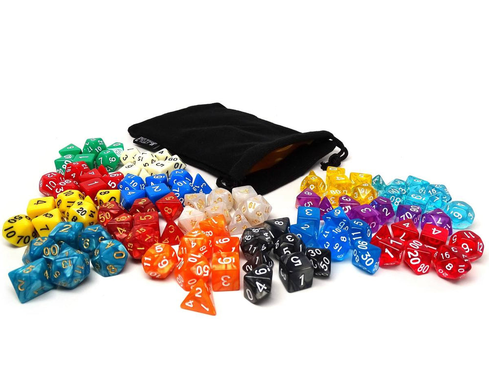 Dice Easy Roller: 105 RPG Dice - 15 Complete 10 Piece Polyhedral Dice Sets w/2 Dice Bags