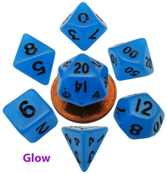 Dice Metallic Dice Co: Poly 7 Set Mini Glow in the Dark