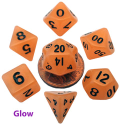 Dice Metallic Dice Co: Poly 7 Set Mini Glow in the Dark