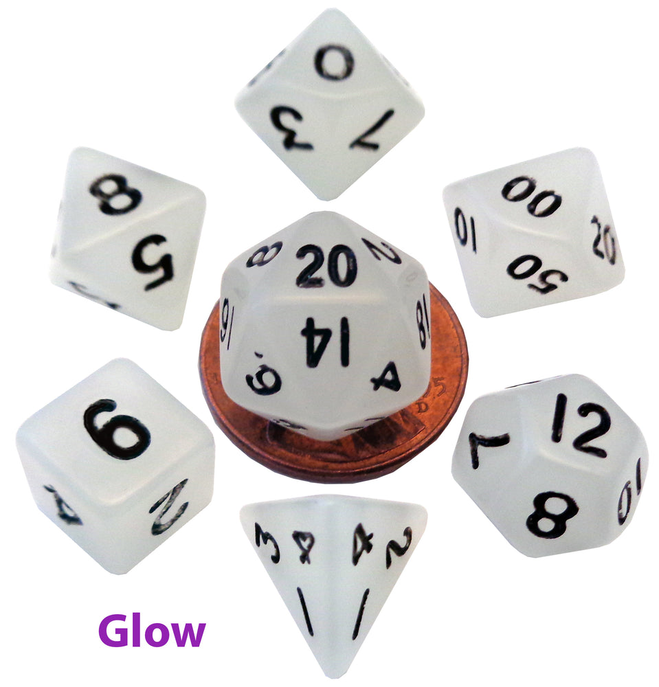 Dice Metallic Dice Co: Poly 7 Set Mini Glow in the Dark
