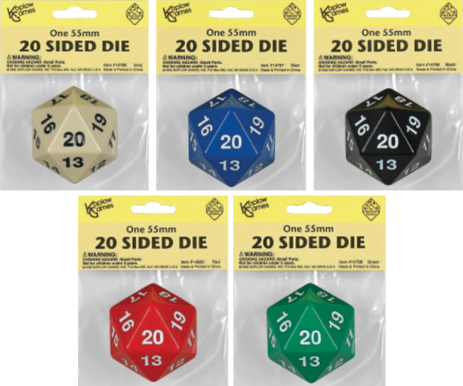 Dice D20 55mm Countdown Opaque