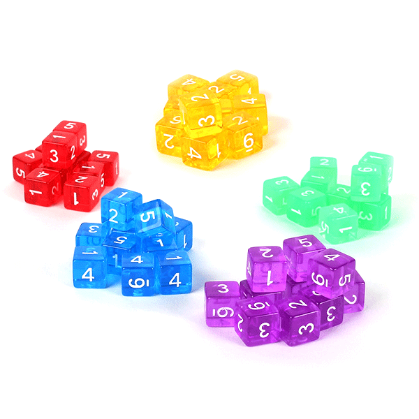 Dice Easy Roller: 16mm Translucent Numbers 50 Six Sided Dice