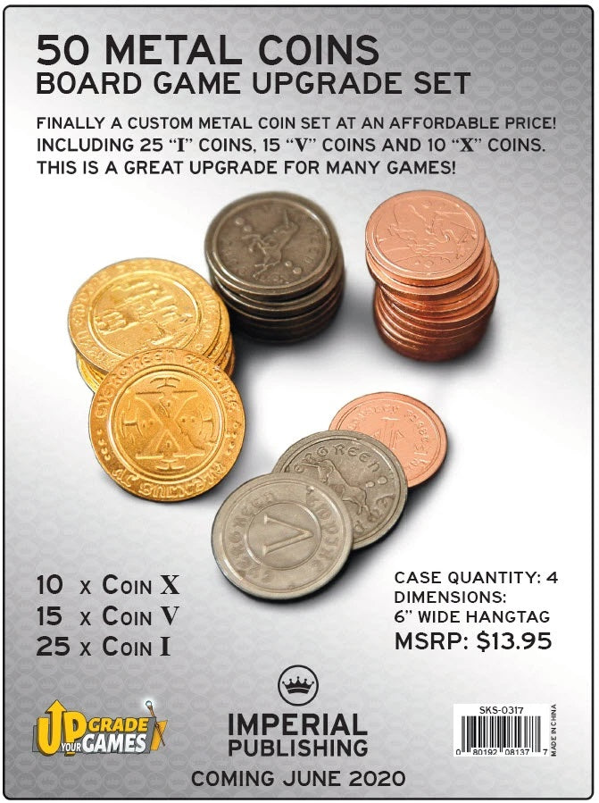 Boardgame Accessories: 50 Metal Coin Board Game Upgrade Set