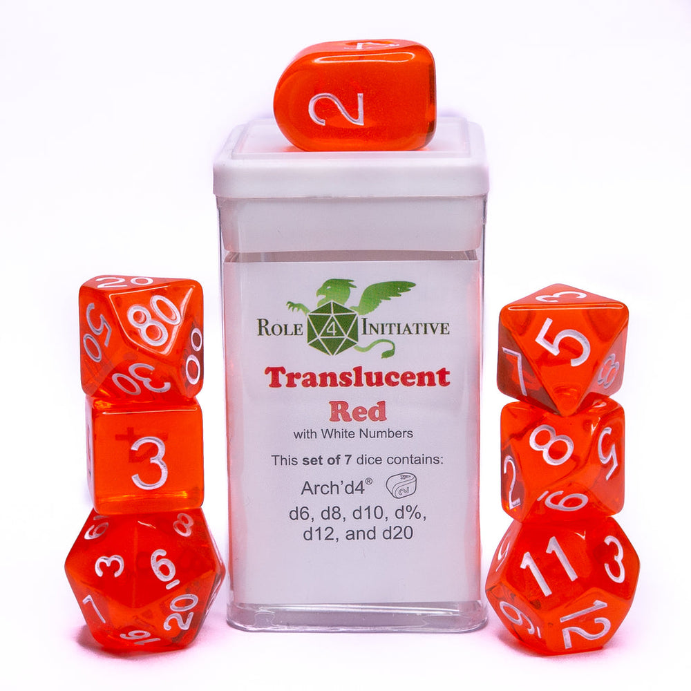 Dice Role 4 Initiative: Poly 7 Set Translucent w/ Arch'd D4