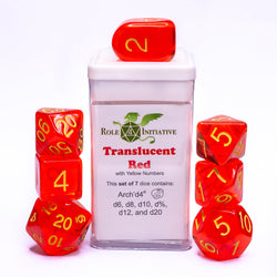 Dice Role 4 Initiative: Poly 7 Set Translucent w/ Arch'd D4