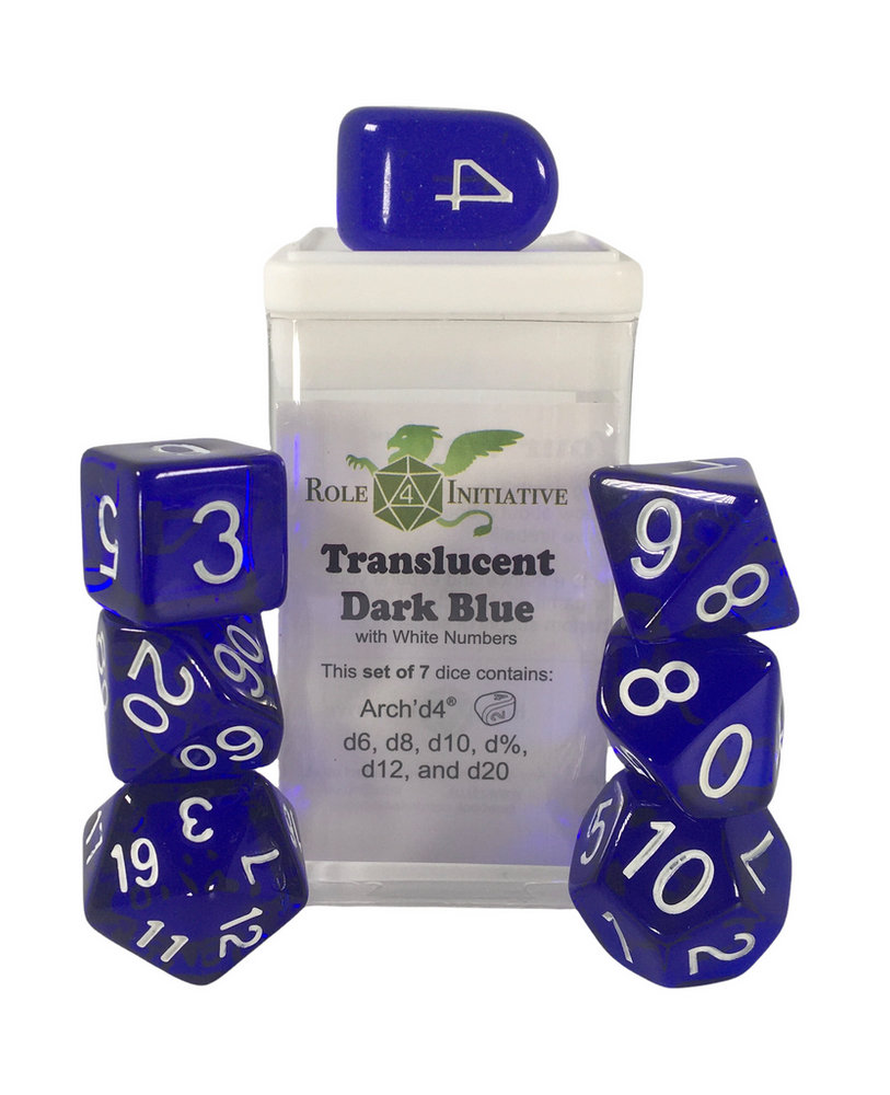 Dice Role 4 Initiative: Poly 7 Set Translucent w/ Arch'd D4