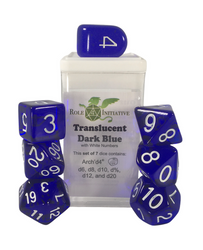 Dice Role 4 Initiative: Poly 7 Set Translucent w/ Arch'd D4